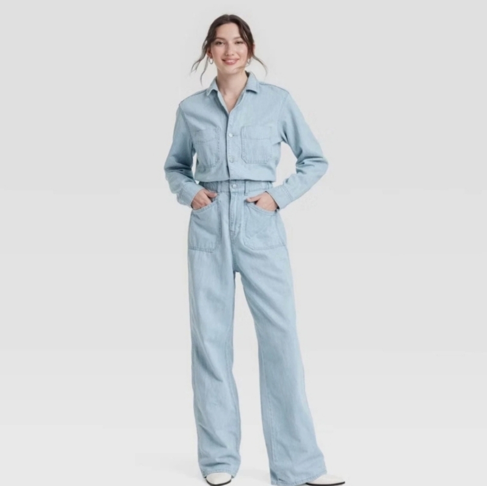 Women's Light Wash Long Sleeve Jumpsuit - Universal Threads - 17